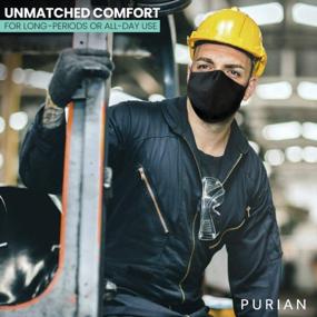 img 3 attached to Get The Ultimate Protection With PURIAN Face Mask - Comfortable And Stylish Black Dust Mask With Tie Behind Head Straps And Cord Locks For Travel, Industrial Or Work - Pack Of 2