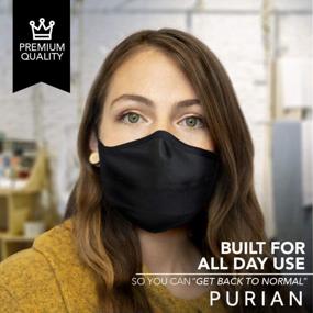 img 1 attached to Get The Ultimate Protection With PURIAN Face Mask - Comfortable And Stylish Black Dust Mask With Tie Behind Head Straps And Cord Locks For Travel, Industrial Or Work - Pack Of 2