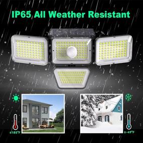 img 2 attached to 2 Packs Solar Lights Outdoor, 278 LED 3000LM Solar Flood Security Lights With Motion Sensor Wireless 25FT IP65 Waterproof 4 Heads Spot Flood Wall Lights For Porch Garage Yard Entryways Patio