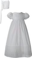 👗 exquisite white cotton christening baptism gown with elegant lace border and matching bonnet logo