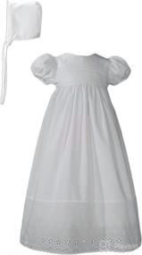 img 2 attached to 👗 Exquisite White Cotton Christening Baptism Gown with Elegant Lace Border and Matching Bonnet