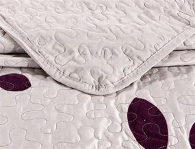 img 1 attached to 🛏️ Stunning Oversize 3-Piece Fresca Quilt Set: Reversible Bedspread Coverlet Queen Size Bed Cover in Purple, Grey, and Vine Designs