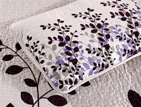 img 2 attached to 🛏️ Stunning Oversize 3-Piece Fresca Quilt Set: Reversible Bedspread Coverlet Queen Size Bed Cover in Purple, Grey, and Vine Designs