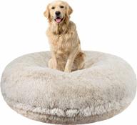 extra plush faux fur dog bean bed - bessie & barnie bagel circle waterproof dog bed with removable washable cover - calming pet bed in multiple sizes & colors logo