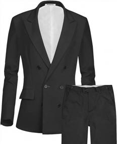 img 4 attached to Women'S 2PC Business Casual Shawl Collar Formal Blazer Suit Pants Sets MI35