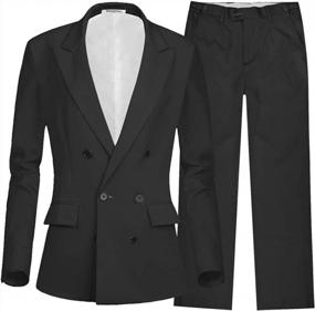 img 3 attached to Women'S 2PC Business Casual Shawl Collar Formal Blazer Suit Pants Sets MI35