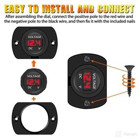 img 1 attached to 🚗 Waterproof Car Voltmeter: Linkstyle 2 Pack LED Digital Display Panel with Terminals for Marine, Motorcycle, Truck, ATV, UTV - 12V 24V DC Voltage Gauge Meter - Red Light