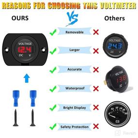 img 3 attached to 🚗 Waterproof Car Voltmeter: Linkstyle 2 Pack LED Digital Display Panel with Terminals for Marine, Motorcycle, Truck, ATV, UTV - 12V 24V DC Voltage Gauge Meter - Red Light