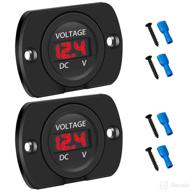 🚗 waterproof car voltmeter: linkstyle 2 pack led digital display panel with terminals for marine, motorcycle, truck, atv, utv - 12v 24v dc voltage gauge meter - red light логотип