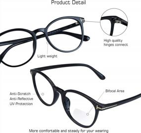 img 3 attached to VisionGlobal Bifocal Reading Glasses Blue Light Blocking For Men And Women - Stylish Retro Oval Computer Readers