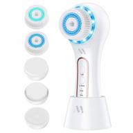 rechargeable electric facial cleansing brush - ipx7 waterproof with 3 mode & 5 brush heads for exfoliating, massaging & removing blackheads. logo