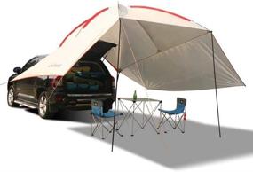 img 4 attached to 🏕️ Vilemoon Waterproof Car Awning Sun Shelter: Portable SUV Tailgate Shade Tent with Both Sides - Perfect Camper Trailer and Camping Sun Shade (Beige)