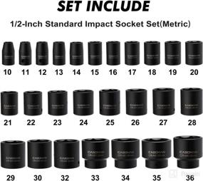 img 2 attached to 🔧 CASOMAN 26 Piece 1/2 Inch Drive Impact Socket Set: Metric, Shallow, 10mm to 36mm, Cr-Mo Alloy Steel, Radius Corner Design - Impact Grade Performance at its Finest!