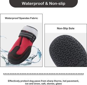 img 1 attached to 🐾 Red 4# Dog Waterproof Anti-Slip Boots with Reflective Strips - Paw Protectors for Hot Pavement Winter Snow - Hiking Booties for Small Medium Large Dogs (4PCS/Set)