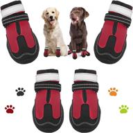 🐾 red 4# dog waterproof anti-slip boots with reflective strips - paw protectors for hot pavement winter snow - hiking booties for small medium large dogs (4pcs/set) логотип