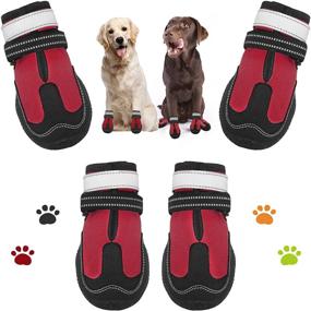 img 4 attached to 🐾 Red 4# Dog Waterproof Anti-Slip Boots with Reflective Strips - Paw Protectors for Hot Pavement Winter Snow - Hiking Booties for Small Medium Large Dogs (4PCS/Set)