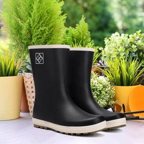 img 1 attached to Gracosy Women'S Waterproof Rain Boot - Non-Slip Rubber Sole, Flat Ankle Work Shoes With Wide Width Mid Calf For Beach & Agriculture In Black Or Blue.