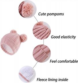 img 1 attached to Warm & Cozy Winter Hats For Babies: Knitted Pom Pom Beanie With Soft Fleece Lining In Pink - Perfect For Girls & Boys, Size 52-54CM