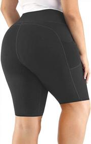 img 3 attached to High Waisted Women'S Yoga Shorts With Tummy Control And Side Pockets - Plus Size Workout Biker Shorts For Active Wear