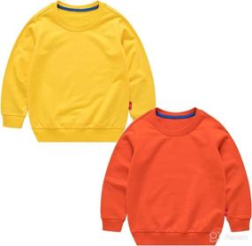 img 4 attached to ZiweiStar Unisex Crewneck Sweatshirt Kids Long Sleeve Cotton Sport Casual Solid T-Shirt Pullover Tops