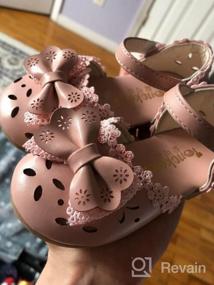 img 7 attached to Adorable Vintage Mary Jane Ballet Flats For Little Girls With Pearl Flowers And Bowknots