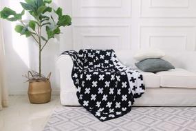 img 3 attached to Stylish Black And White Swiss Cross Pattern Throw Blanket - Perfect For Home, Office Or Anywhere Else