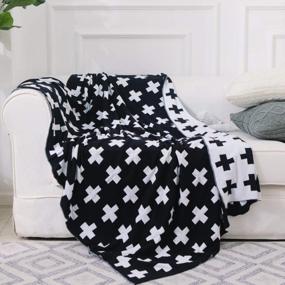 img 4 attached to Stylish Black And White Swiss Cross Pattern Throw Blanket - Perfect For Home, Office Or Anywhere Else