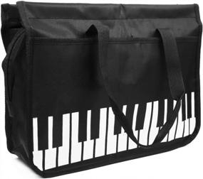 img 3 attached to Черная сумка-тоут из ткани Оксфорд с музыкальной тематикой и клавишами фортепиано - водонепроницаемая многоразовая сумка для покупок через плечо для женщин и девочек, идеальный подарок