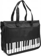 black piano keys music theme oxford cloth tote bag - waterproof reusable grocery shoulder shopping handbag for women and girls, perfect gift logo