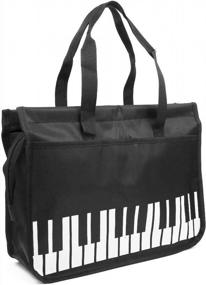 img 4 attached to Черная сумка-тоут из ткани Оксфорд с музыкальной тематикой и клавишами фортепиано - водонепроницаемая многоразовая сумка для покупок через плечо для женщин и девочек, идеальный подарок