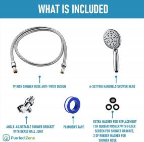 img 3 attached to Purrfectzone Handheld Shower Head With Long Hose And Adjustable Bracket - High Pressure 4.7" Chrome Showerhead With Massage Spa For Ultimate Shower Experience