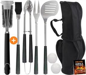 img 4 attached to POLIGO 7PCS Golf-Club Style Grill Tools Kit With Rubber Handle Bundle With 18" Safe Wire Grill Brush And Scraper For All Barbecue Grills - Ideal Birthday Father'S Day Grilling Gifts For Men Dad Women