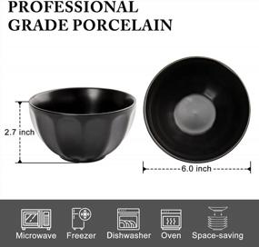 img 3 attached to Upgrade Your Kitchen With Stylish And Functional Ceramic Fluted Bowls Set - 28 Ounces, Dishwasher And Microwave Safe, Set Of 6, Matte Black