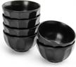 upgrade your kitchen with stylish and functional ceramic fluted bowls set - 28 ounces, dishwasher and microwave safe, set of 6, matte black logo