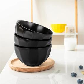 img 1 attached to Upgrade Your Kitchen With Stylish And Functional Ceramic Fluted Bowls Set - 28 Ounces, Dishwasher And Microwave Safe, Set Of 6, Matte Black