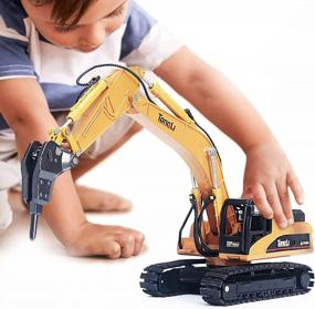 img 4 attached to 1:50 Diecast Metal Jack Hammer Toy For Boys And Adults - TongLi 7711 Indoor Static Construction Vehicle Demolition Machine, Zinc Alloy Hammer, Rubber Tracks, Well Workmanship