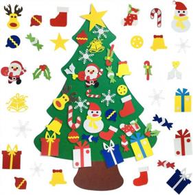img 4 attached to Kids DIY Felt Christmas Tree With 30Pcs Set Wall Hanging Detachable Ornaments Xmas Gifts Children Friendly Christmas Home Decorations