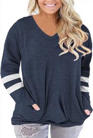 img 4 attached to Stylish And Versatile: Plus Size Long Sleeve Tee Tops With Pockets By ROSRISS