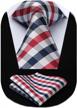 classic plaid checkered tie and handkerchief set for big and tall men by hisdern - woven necktie and pocket square for men's fashion logo