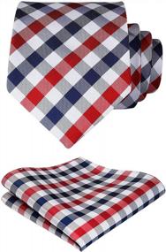 img 3 attached to Classic Plaid Checkered Tie And Handkerchief Set For Big And Tall Men By HISDERN - Woven Necktie And Pocket Square For Men'S Fashion