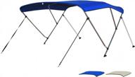 xgear 3-4 bow bimini top boat cover with rear support poles, mounting hardwares and storage boot in color grey, pacific blue logo