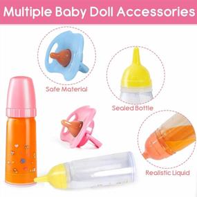 img 3 attached to IVITA Baby Doll Feeding Set: Disappearing Milk And Juice Bottles For Realistic Playtime