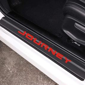 img 4 attached to 🔴 MAXMILO 4Pcs Dodge Journey Red Door Sill Protector: Carbon Fiber Sticker Guard for Auto Entry, Scuff Plate, and Decorative Accessory