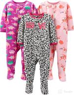 🔥 flame resistant fleece footed pajamas for toddlers and baby girls - simple joys by carter's (pack of 3) logo