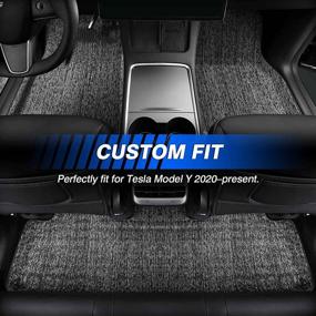 img 3 attached to 🚗 TGBROS Custom Fit 2020-2022 Tesla Model Y Floor Mats for 5 Seater & 7 Seater - All-Weather Liners 1st & 2nd Row Set - Non-Slip, Heavy Duty, Odorless Dark Grey