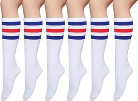 img 4 attached to 🧦 Pareberry Casual Cotton Solid & Triple Stripe Colors Knee High Tube Socks-3 Pairs: Stylish & Comfortable Footwear for Every Day