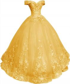 img 4 attached to Elegant Off-Shoulder Prom Dress With Lace Appliques: A Perfect Quinceanera Or Formal Evening Gown