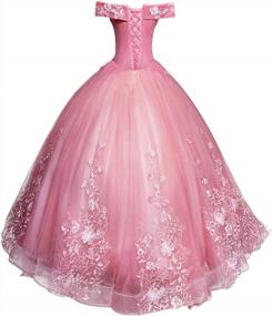 img 3 attached to Elegant Off-Shoulder Prom Dress With Lace Appliques: A Perfect Quinceanera Or Formal Evening Gown