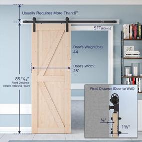 img 2 attached to SmartStandard 28In X 84In Sliding Barn Wood Door Pre-Drilled Ready To Assemble DIY Unfinished Solid Spruce Wood Panelled Slab Interior Single K-Frame (Fit 4FT-5FT Rail)