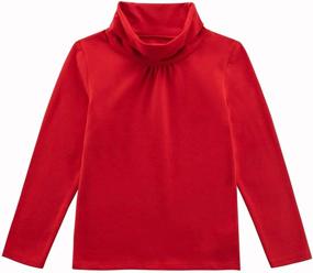 img 3 attached to UNACOO 2 Pack Turtleneck Long Sleeve Cotton Tops, Tees & Blouses for Girls - Stylish and Comfortable Clothing